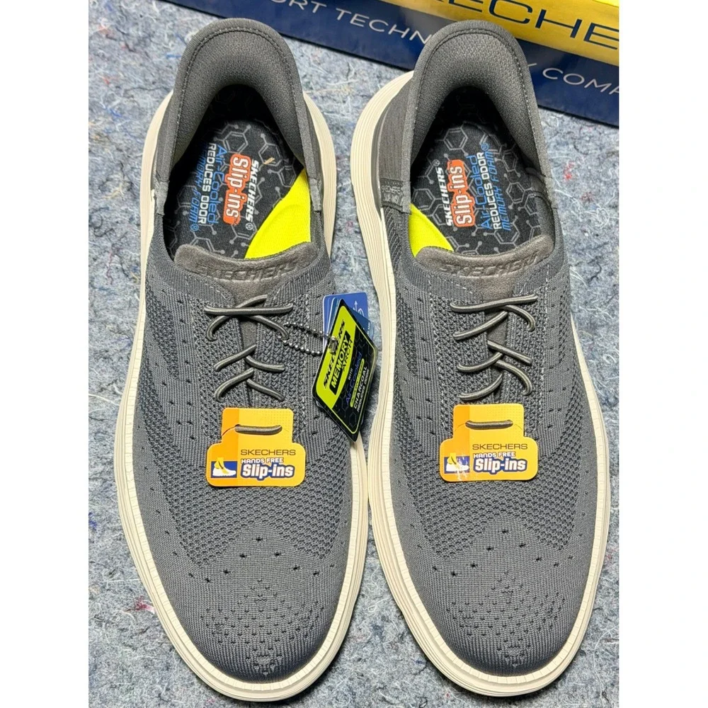 Skechers Hands Free Slip Ins Men's‎ Size 10 Gray Memory Foam Breathable Shoes